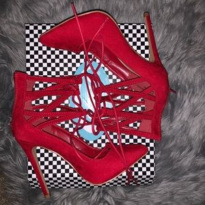 Red strappy heels